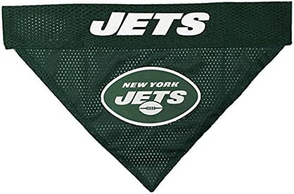 Pets First NFL DOG BANDANA - NEW YORK JETS REVERSIBLE PET BANDANA. 2 Sided Sports Bandana with a PREMIUM Embroidery TEAM LOGO, Small/Medium. - 2 Sizes & 32 NFL Teams available