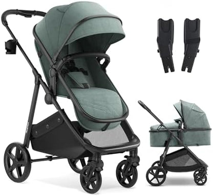 Mompush Wiz 2-in-1 Bassinet Stroller with Car Seat Adapter, Reversible Seat