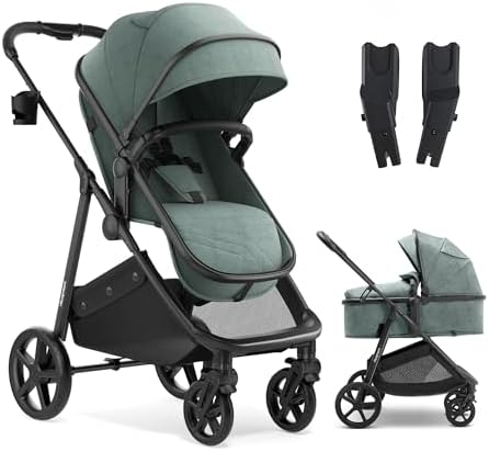 Mompush Wiz 2-in-1 Bassinet Stroller with Car Seat Adapter, Reversible Seat
