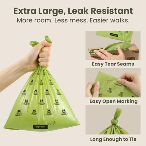 Pogi's Poop Bags – Large, Leak-Proof Dog Waste Bags for Yard or Home Use, Unscented (Single Roll, 500-Count)