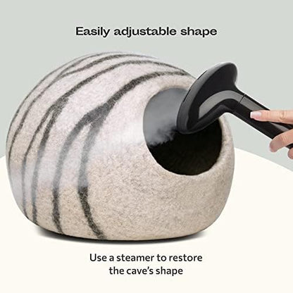 MEOWFIA Cat Cave - Merino Wool Bed for Indoor Cats (Light Gray, Medium)