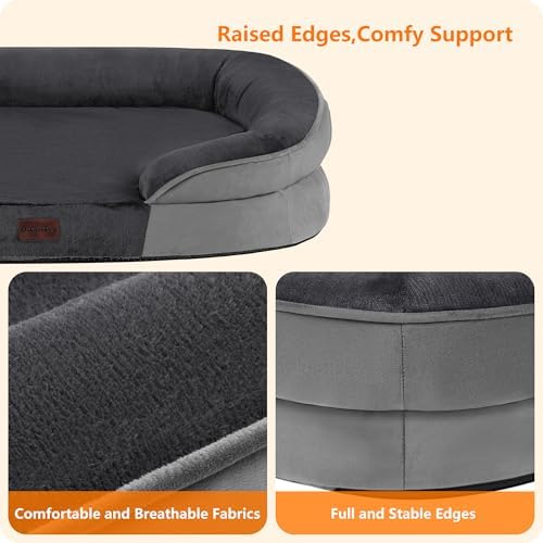 Dwanton Orthopedic Waterproof X-Large Dog Bed Sofa, Gel Memory Foam, 45"