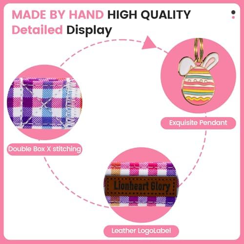 Lionheart glory Easter Day Dog Collar - Cute Dog Collars Sturdy Adjustable Buckle Colorful Plaid Collar Male Female Spring Pet Collars for Large Dogs Puppy