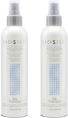 BioSilk for Dogs Silk Therapy Waterless Dog Shampoo Spray, 8 Fl Oz, 2-Pack
