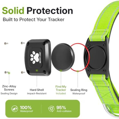 GPS Dog Collar with Tracker, Waterproof, No Monthly Fee, Green, XS