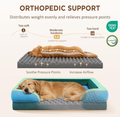Comfort Expression Orthopedic Dog Bed for Extra Large Dogs with Bolster