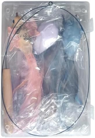 miwoowim 35" Steel Wire Cat Wand Toy & 6PCS Realistic Feather Bird Refills