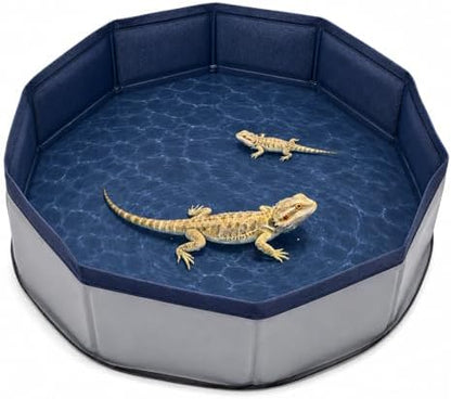 Eooqi Foldable Bearded Dragon Bathtub, Gray 19 x 3.5 in Pet Bath Pool