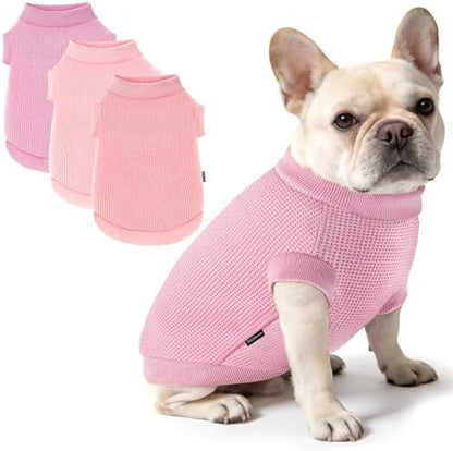 3 Pack Dog Shirt for Small Supplies Functional Waffle Dog Clothes Warm Soft Sweatshirt Outfit for Dogs Cats Pet Apparel