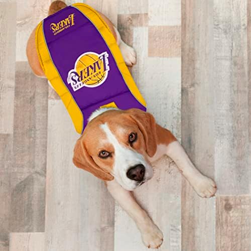 NBA Los Angeles Lakers Puffer Vest for Dogs & Cats, Size Medium. Warm, Cozy, and Waterproof Dog Coat, for Small and Large Dogs/Cats. Best NBA Licensed PET Warming Sports Jacket