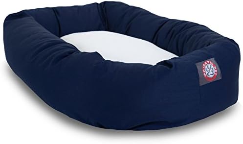 Majestic Pet Sherpa Bagel Dog Bed, 40 Inch Large, Round, Washable, Navy