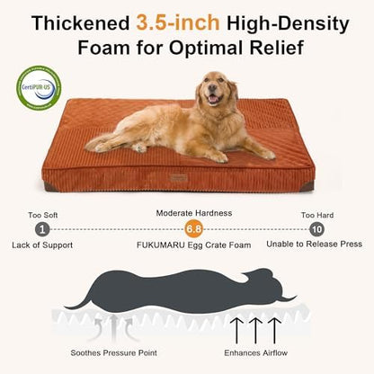FUKUMARU Large Dog Bed, Thickened Waterproof Dog Mat with Washable Cover