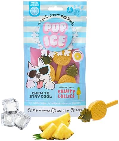 SPOT Pup Ice- Ready to Freeze at Home Dog Treats-Edible Chews for Small Breed Dogs & Puppies with Real Chicken to Keep Your Pup Cool Year Round, Fruity Lollies Pineapple Flavor, 3pcs