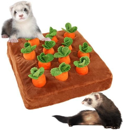 Ferret Foraging Toys Novelty Carrot Snuffle Mat Interactive Pet Treat Enrichment Toys for Small Animals Bunny Rabbit Chinchilla Guinea Pig Hamster (12Carrot)