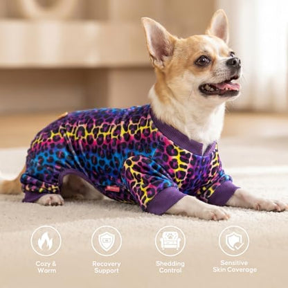 KYEESE Velvet Dog Pajamas for Small Dogs Soft Onesie Shirt, Leopard