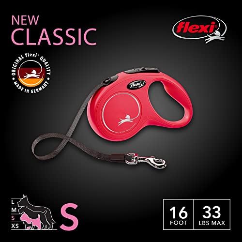 FLEXI® Classic Tape Retractable Dog Leash, Small, 16 ft - Red