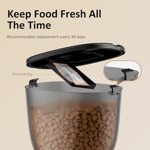 Automatic Cat Feeder, 5L/21 Cup Timed Cat Dry Food Dispenser, Automatic Pet Feeders Dual Power Supply, 6 Meal Programmable 1-20 Portion Cats Feeder, Auto Dog Feeders, Pet Food Dispenser for Cats,Puppy