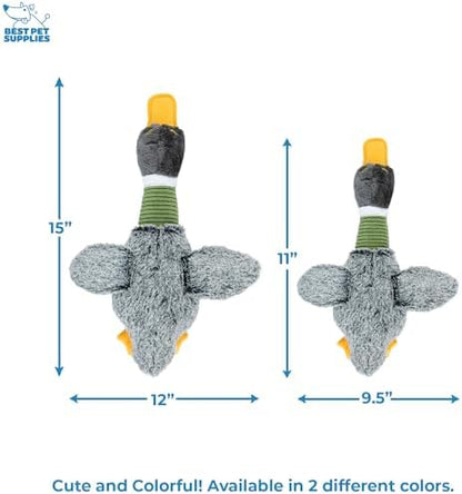 Best Pet Supplies Interactive Squeaky Dog Chew Toy, Ideal Dog Toys for Chewers, Small, Medium & Large Dogs, and Fetch Lovers - Mallard Duck Wing (Gray), Large