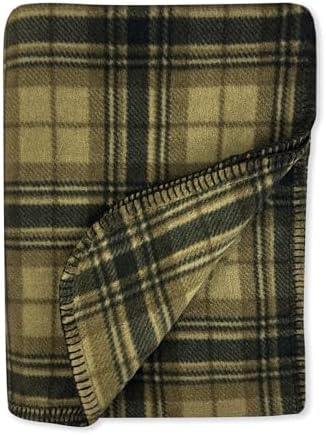 Preston II – THE Polar Fleece Throw, Super-Soft Recycled Polar Fleece Dog Blanket Couch Coat Sofa and Car Protecter for Small, Medium, Large Dogs - 40”x 50”, Olive Chesterfield Plaid, One Size