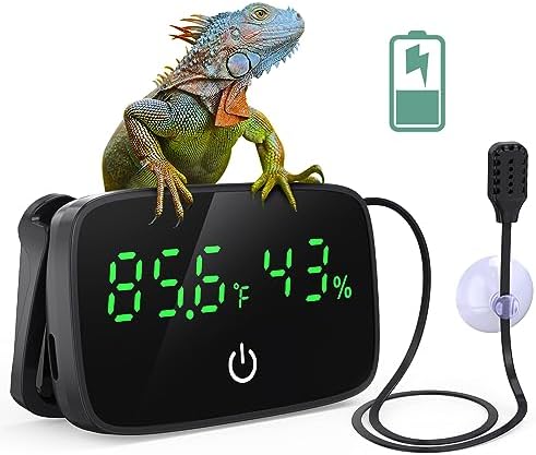 PAIZOO LED Digital Reptile Thermometer and Humidity Gauge with USB Charging