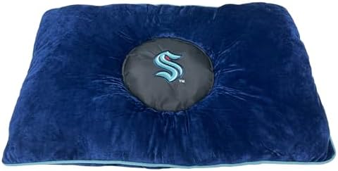 Pets First NHL Seattle Kraken PET Bed - Soft & Cozy Plush Pillow Bed. Sports Themed Dog Bed. Cuddle, Warm Sports Mattress Bed for Dogs & Cats.