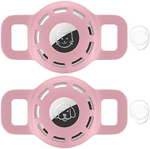 for Air tag Cat Collar Holder for Apple Air Tag, 2 Pack of Pet Collar Holder for Cat and Small Dog Collar Within 1/2 inch and 2 Pack Protector for Air Tag