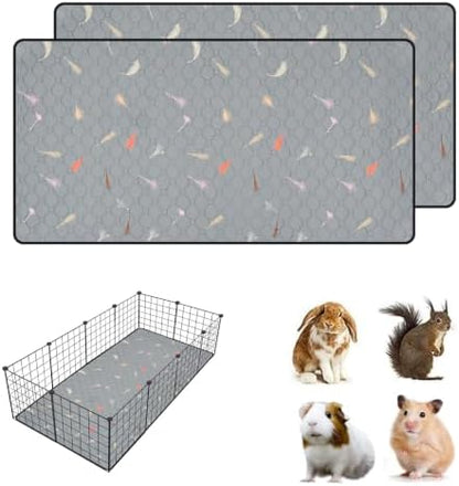 2Pcs Guinea Pig Cage Liners,Guinea Pig Fleece Cage Liners28''X56'' Super Absorbent Washable Pee Pads Reusable for Rabbit Hamster Chinchilla