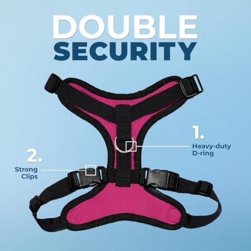 Voyager Step-in Lock Dog Harness - Fuchsia/Black Trim, Small