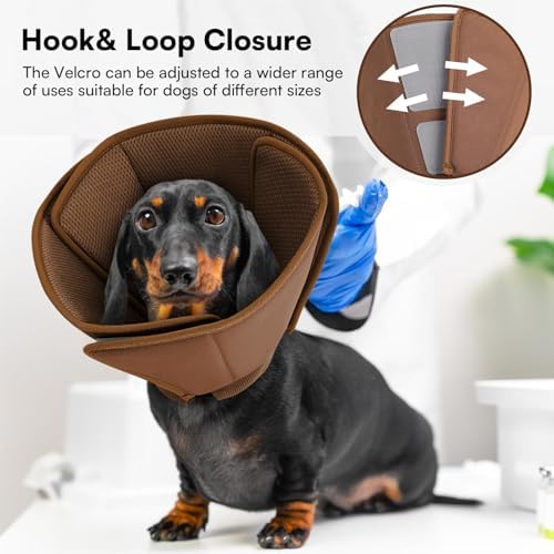 Queenmore Soft Recovery Cone for Small Dogs, Adjustable Comfy Dog Cone