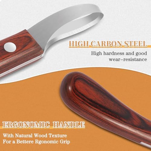 Hoof Knife for Horses with Sharpener, Double-Edge Loop Knife for Farriers