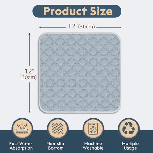 FunFurry Washable Guinea Pig Cage Liner - 4 Pack Reusable Washable Pee Pads，Waterproof Guinea Pig Bedding for Small Animal - Rabbit Bunny Hamster Puppy (Light Grey, 12" X 12" - 4 Pack)