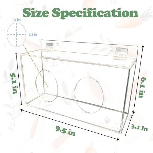 Xymoso Acrylic Rabbit Hay Feeder with Lid,Guinea Pig Hay Rack Holder Chinchilla Cage Accessories for Rabbits Guinea Pigs Bunny