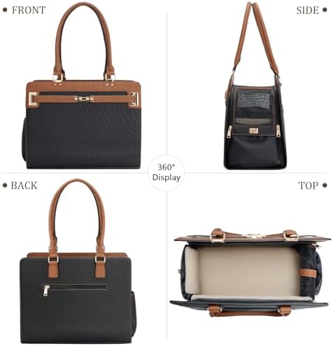 2-in-1 Stylish Dog Purse Carrier Soft-Sided Carriers Travel Tote Bag for Small Dogs Cats, Fashion Foldable Pet Bag for Puppies Small Animals with Pockets (Black+Brown, 15" L x 7.5" W x 12.2" H)