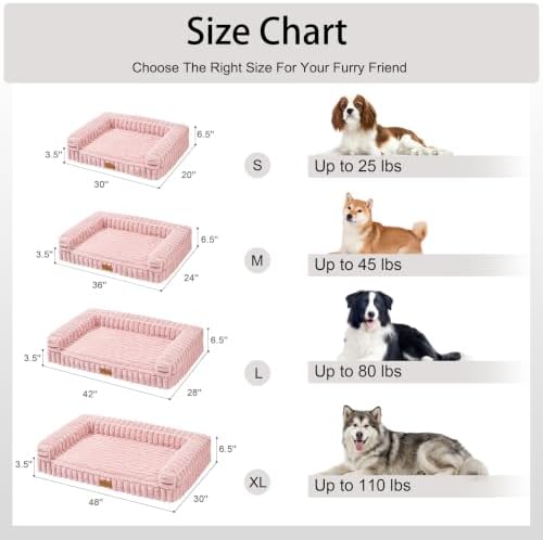 Orthopedic Large Dog Bed Furry Pet Bed, Washable Cover 36''X24''