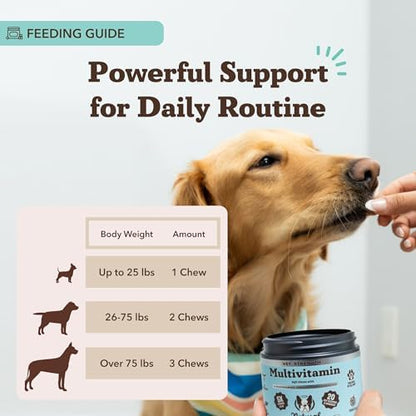 Natural Dog Company Vet Strength Multivitamin for Dogs – 90 High-Potency Soft Chews with Glucosamine, Chondroitin, Probiotics & Omegas – Supports Joints, Skin, Coat, Digestion, Immune & Heart Health