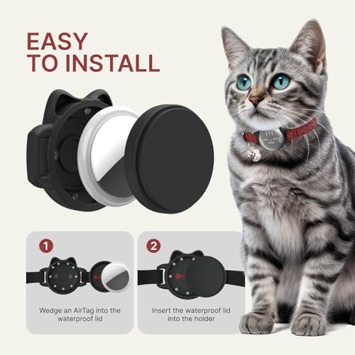 AirTag Cat Collar, Reflective Breakaway Collar, Hidden Holder with Bell