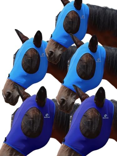 Mask Tech 5 Pieces Horse Fly Masks with Ears, Stretchy Elastic Mesh Fly Masks, 3D Eye Clearance, UV Protection-Medium,Combo 4