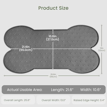 PWTAA Dog Food Mat Anti-Slip Silicone Dog Bowl Mat Thicker Pet Placemat Waterproof Cat Feeder Pad with Raised Edge Puppy Kitten Feeding Mats Suitable Small Medium-Sized Dogs Cats Eating Tray