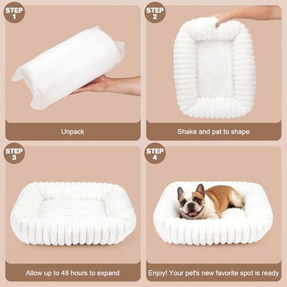 Dog Bed for Small Medium Size Dog, Washable Fluffy Rabbit Fur Pet Bed for Puppy and Kitten, Orthopedic Dog Cat Beds with Removable Cover & Anti-Slip Bottom Medium Dog Bed self Warming