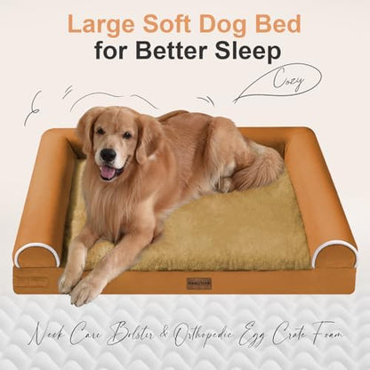 NANUYA Orthopedic Dog Bed for Large Dogs, 36 x 27 Inch, Orange