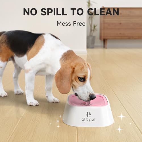 ELS PET Dog Water Bowl 1L, No Spill Travel, No Drip Slow Drink for Cats