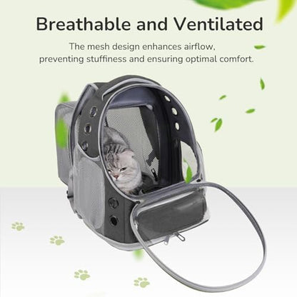 Cat Backpack Carrier for Large Cats, Expandable Cat Bubble Backpack, Dog Carriers for Small Medium Dogs, Airline Approved Pet Carrier for Travel Hiking Outdoor(Grey)