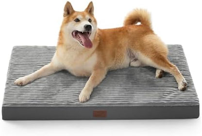 Bedsure ComfyFleece Large Dog Bed for Crate with Washable Cover, 35x22
