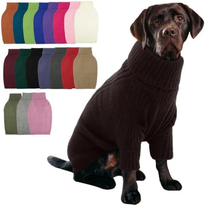 IECOii XXL Dog Sweater,Thermal Knit Turtleneck Big Dog Sweater with Sleeve
