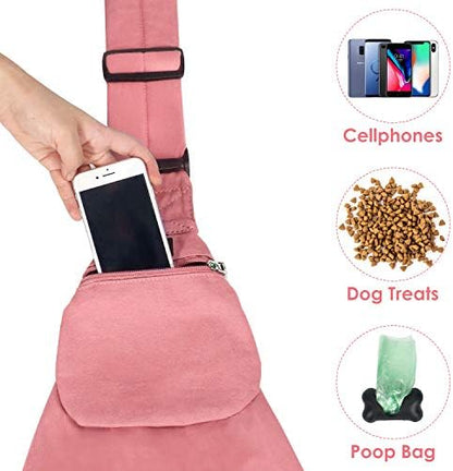 SlowTon Dog Carrier Sling - Thick Padded Shoulder Strap Adjustable, Peach M