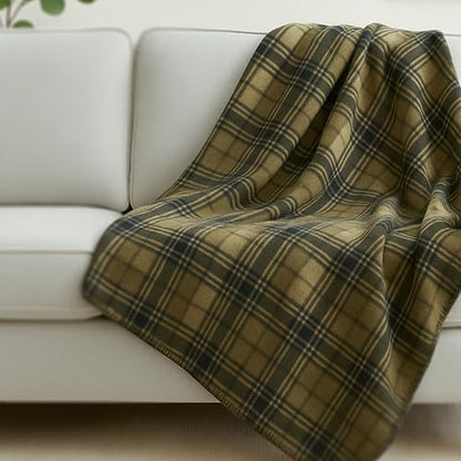 Preston II – THE Polar Fleece Throw, Super-Soft Recycled Polar Fleece Dog Blanket Couch Coat Sofa and Car Protecter for Small, Medium, Large Dogs - 40”x 50”, Olive Chesterfield Plaid, One Size