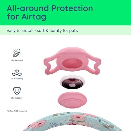 Airtag Dog Collar,with Waterproof airtag Holder，Original Stylish Cute Pattern Design.QR Code ID Buckle，Comfortable Soft Cotton for Small Medium Large Dogs