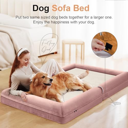 NANUYA Orthopedic Dog Bed for XX-Large Dogs, 44 x 34 Inch, Pink