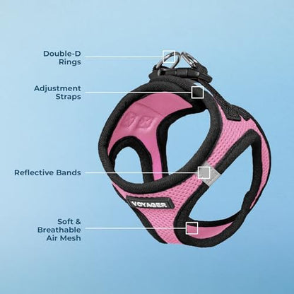 Voyager Step-in Air Dog Vest Harness - Pink/Black Trim, Large
