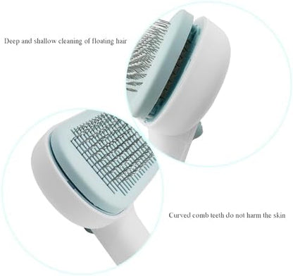 Self Cleaning Slicker Brush for Dogs & Cats - Deshedding Brush with Adjustable Release Button, Gentle Massaging Grooming Tool for Long & Short Haired Pets